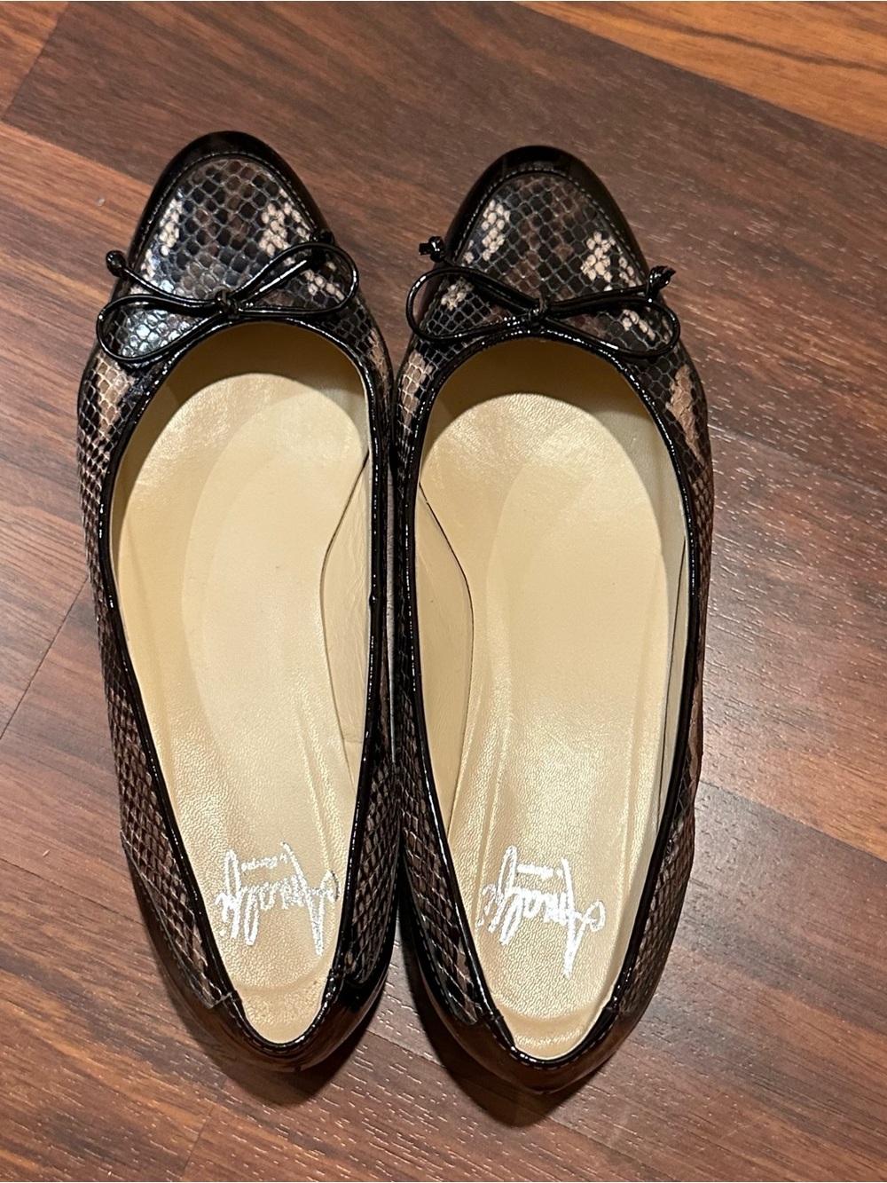 Amalfi Black Snake-Print Ballet Flats with Bow